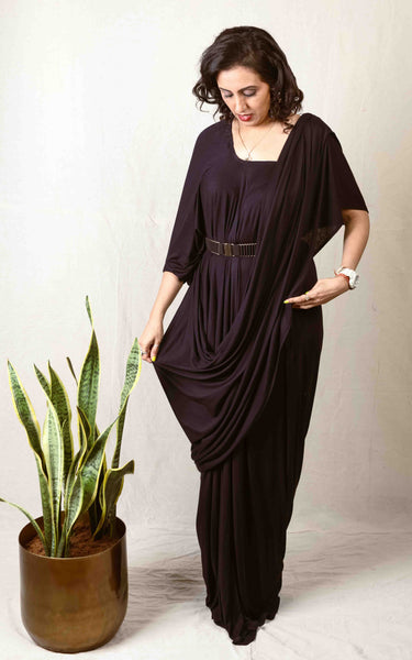 New Era Black Maxi drape Dress